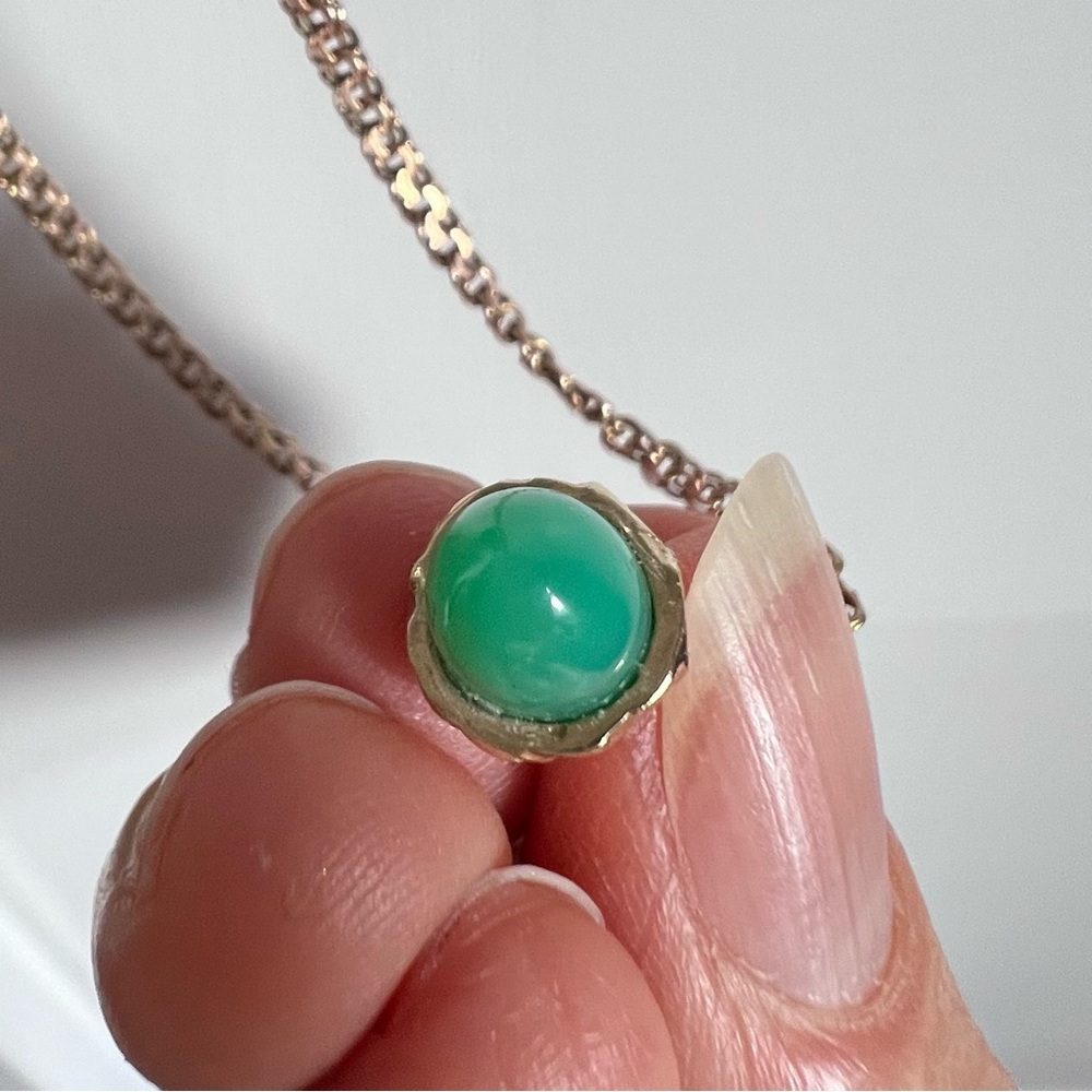 Acorn Charm 14k Gold & Chrysoprase - Picture 3 of 4